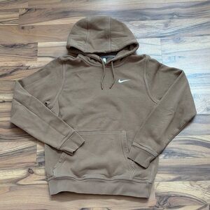 Nike Brown/Tan Pullover Hoodie with White Swoosh